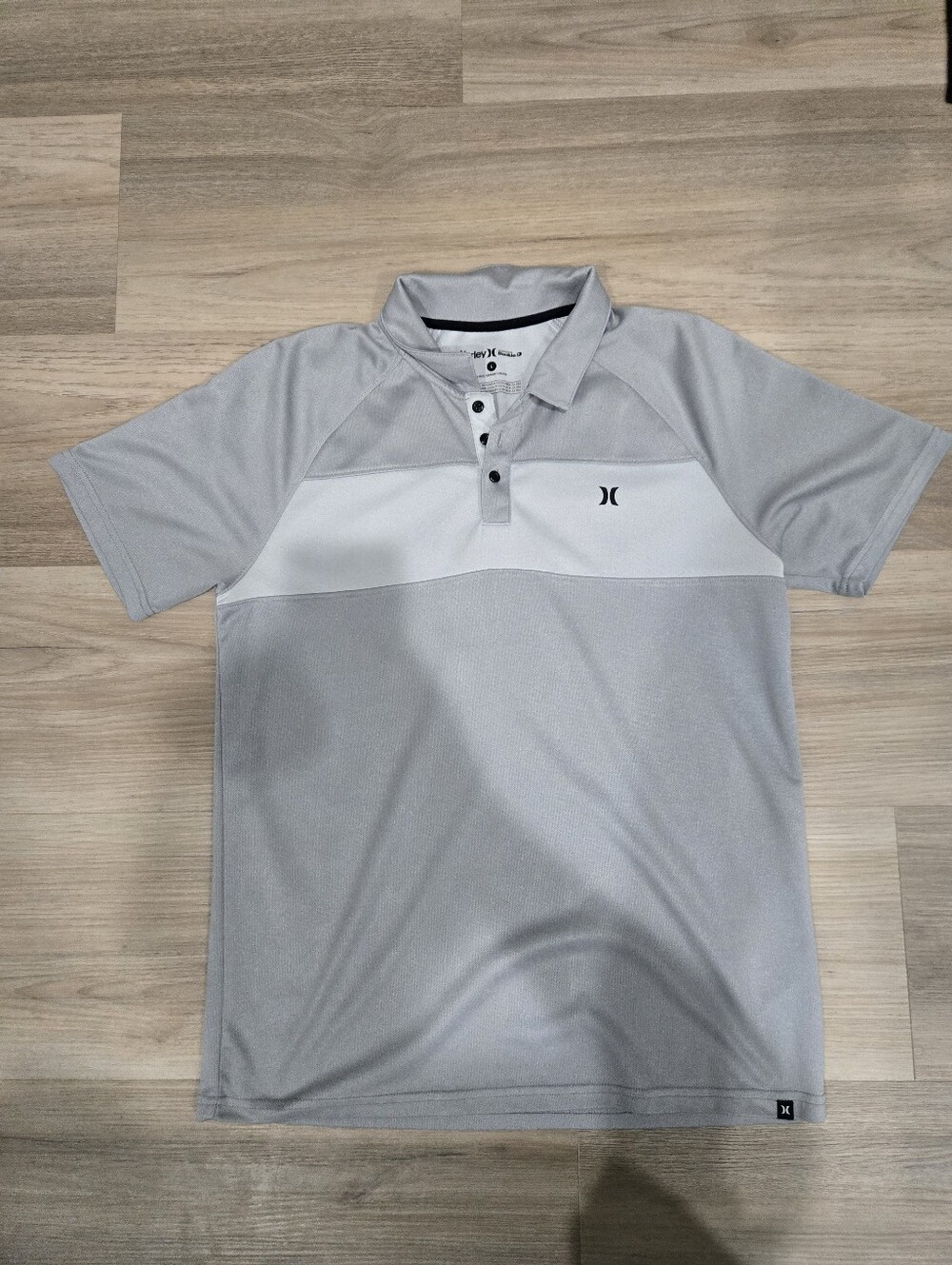 Hurley Light Gray Performance Polo with White Chest Panel